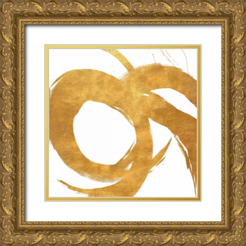 Gold Circular Strokes II Gold Ornate Wood Framed Art Print with Double Matting by Morris, Megan