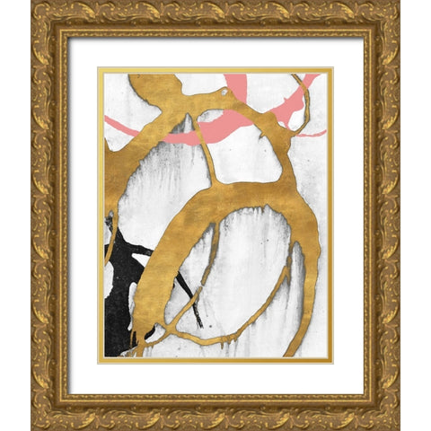 Rose Gold Strokes II Gold Ornate Wood Framed Art Print with Double Matting by Morris, Megan