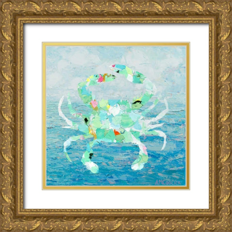 Ocean Crab Gold Ornate Wood Framed Art Print with Double Matting by Coolick, Ann Marie