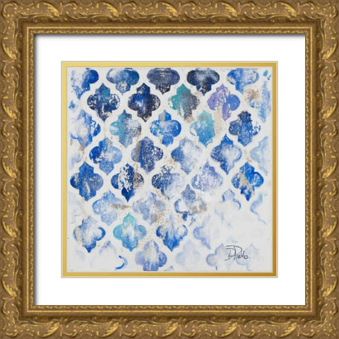 Blue Quatrefoil II Gold Ornate Wood Framed Art Print with Double Matting by Pinto, Patricia