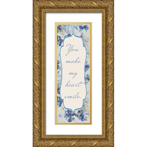 Blue Quadrefoil With Words I Gold Ornate Wood Framed Art Print with Double Matting by Pinto, Patricia