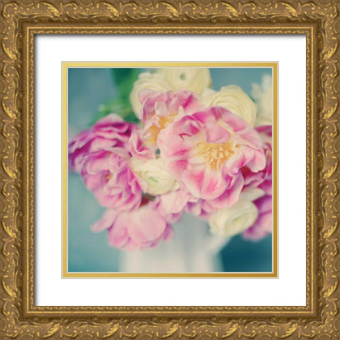 Blushing Blooms I Gold Ornate Wood Framed Art Print with Double Matting by Gardner, Sarah