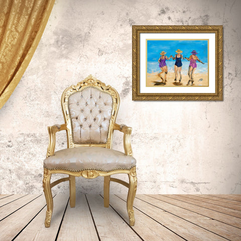 Ladies on the Beach II Gold Ornate Wood Framed Art Print with Double Matting by DeRice, Julie