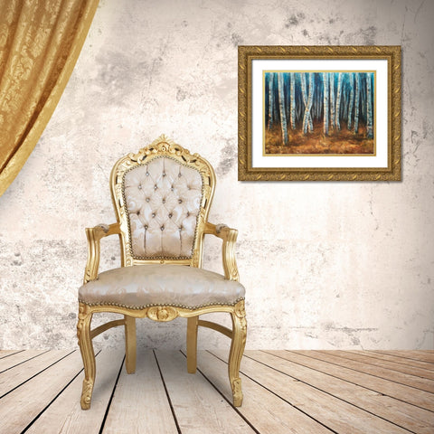 Moonlit Birchwood Gold Ornate Wood Framed Art Print with Double Matting by Johnson, Walt