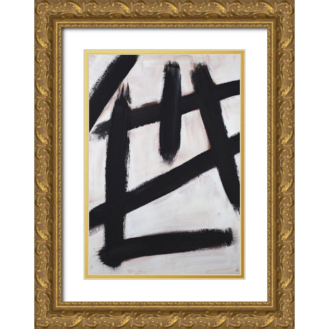 Ink Strokes Gold Ornate Wood Framed Art Print with Double Matting by Johnson, Walt