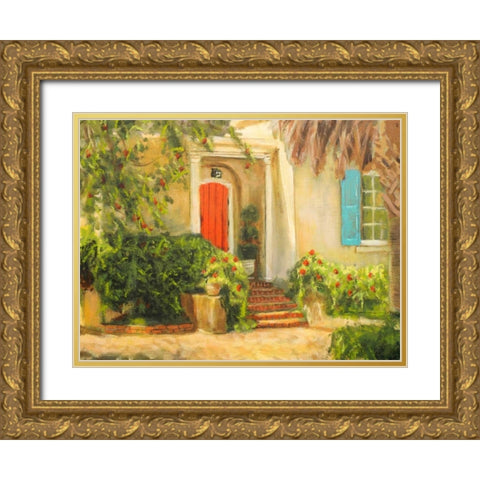 Front Garden Tuscan Dreams I Gold Ornate Wood Framed Art Print with Double Matting by Johnson, Walt