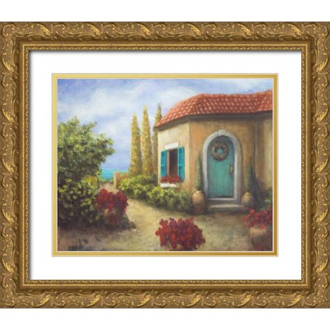 Front Garden Tuscan Dreams II Gold Ornate Wood Framed Art Print with Double Matting by Johnson, Walt