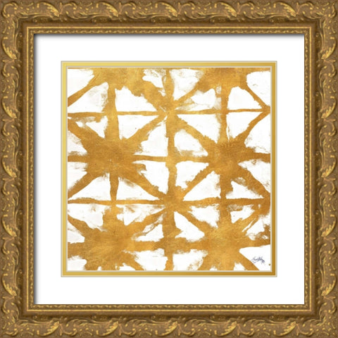 Shibori Gold Square IV Gold Ornate Wood Framed Art Print with Double Matting by Medley, Elizabeth