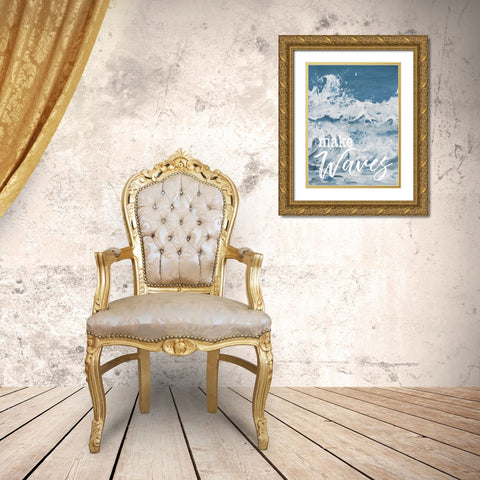 Make Waves Gold Ornate Wood Framed Art Print with Double Matting by Pinto, Patricia