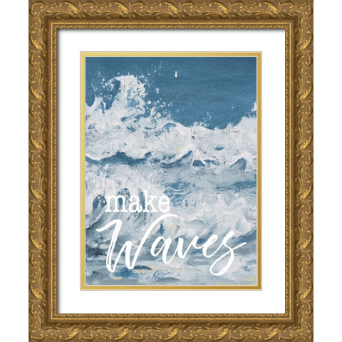 Make Waves Gold Ornate Wood Framed Art Print with Double Matting by Pinto, Patricia