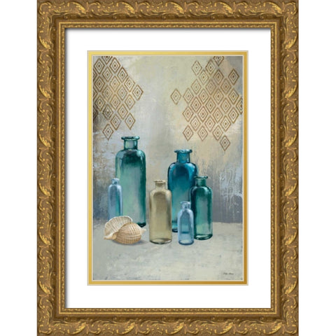 Glass Bottles I Gold Ornate Wood Framed Art Print with Double Matting by Marcon, Michael