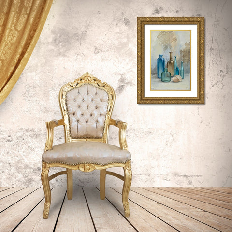 Glass Bottles II Gold Ornate Wood Framed Art Print with Double Matting by Marcon, Michael