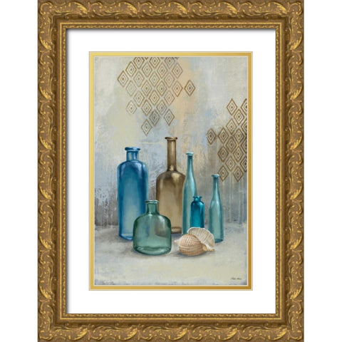 Glass Bottles II Gold Ornate Wood Framed Art Print with Double Matting by Marcon, Michael