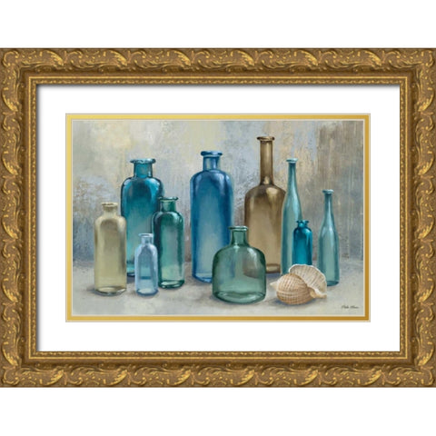 Glass Bottles Gold Ornate Wood Framed Art Print with Double Matting by Marcon, Michael