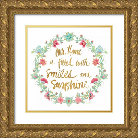 Smiles and Sunshine Gold Gold Ornate Wood Framed Art Print with Double Matting by Gaynor, Janice