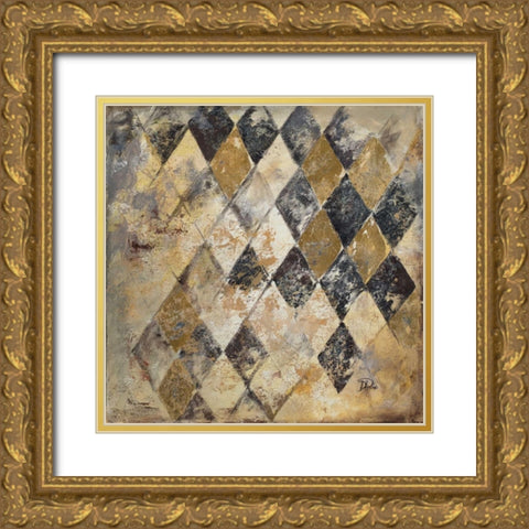 Harlequin I Gold Ornate Wood Framed Art Print with Double Matting by Pinto, Patricia