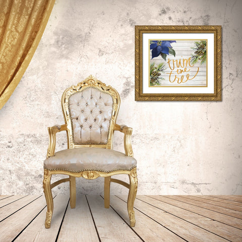 Trim The Tree Gold Ornate Wood Framed Art Print with Double Matting by Loreth, Lanie