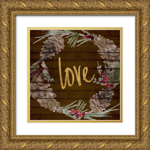 Love and Peace Wreath II Gold Ornate Wood Framed Art Print with Double Matting by Loreth, Lanie
