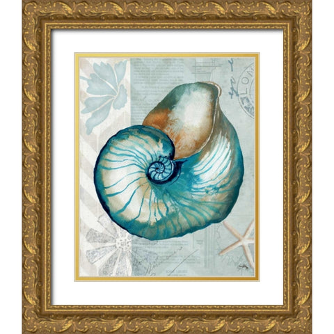 Nautical World III Gold Ornate Wood Framed Art Print with Double Matting by Medley, Elizabeth