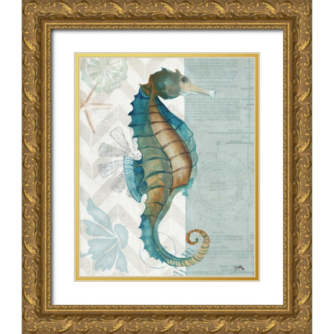 Nautical World II Gold Ornate Wood Framed Art Print with Double Matting by Medley, Elizabeth