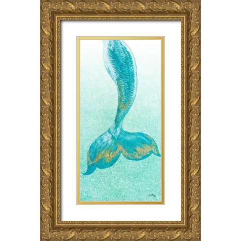 Sparkle Mermaid Tail Gold Ornate Wood Framed Art Print with Double Matting by Medley, Elizabeth