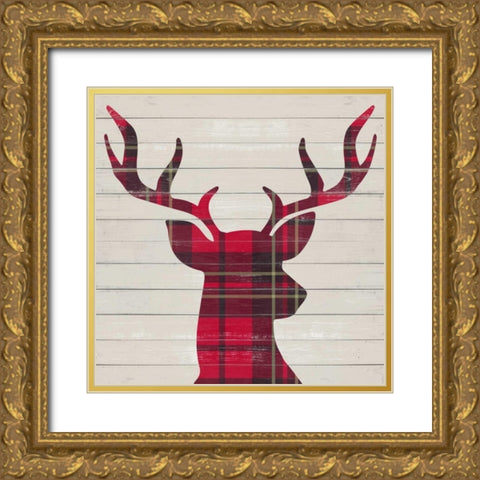Plaid Christmas I Gold Ornate Wood Framed Art Print with Double Matting by Studio, Sd Graphics
