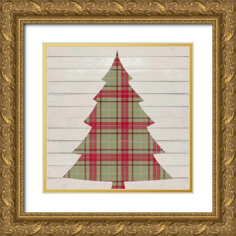 Plaid Christmas II Gold Ornate Wood Framed Art Print with Double Matting by Studio, Sd Graphics