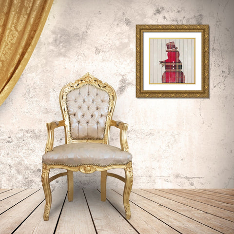 Plaid Christmas IV Gold Ornate Wood Framed Art Print with Double Matting by Studio, Sd Graphics