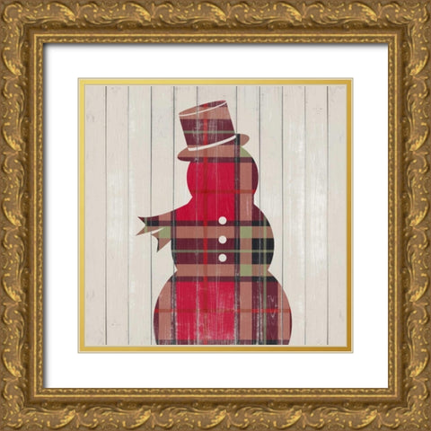 Plaid Christmas IV Gold Ornate Wood Framed Art Print with Double Matting by Studio, Sd Graphics