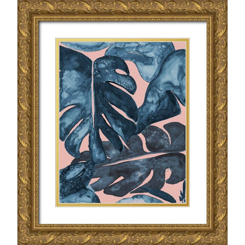 Palm Party I Gold Ornate Wood Framed Art Print with Double Matting by James, Nola