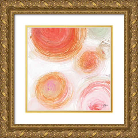 Orange Contempo Light Circles Gold Ornate Wood Framed Art Print with Double Matting by Papa, Kat