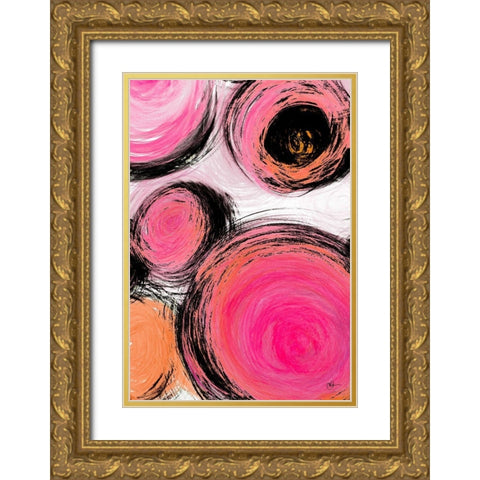 Contempo Bubbles Gold Ornate Wood Framed Art Print with Double Matting by Papa, Kat