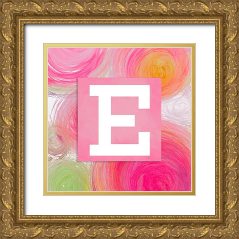 Contempo Monogram (E) Gold Ornate Wood Framed Art Print with Double Matting by James, Nola