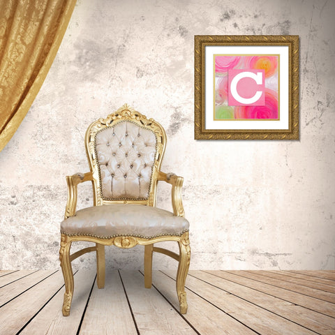 Contempo Monogram (C) Gold Ornate Wood Framed Art Print with Double Matting by James, Nola