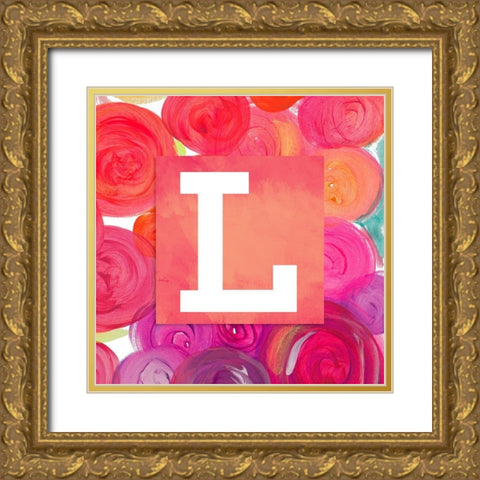 Dot Garden Monogram (L) Gold Ornate Wood Framed Art Print with Double Matting by James, Nola