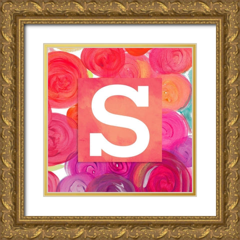 Dot Garden Monogram (S) Gold Ornate Wood Framed Art Print with Double Matting by James, Nola