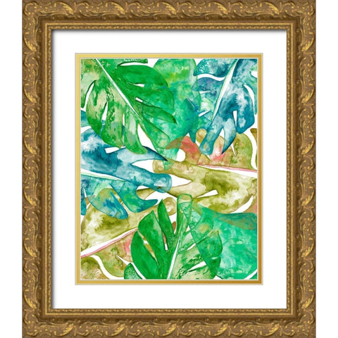 Bed of Leaves II Gold Ornate Wood Framed Art Print with Double Matting by James, Nola