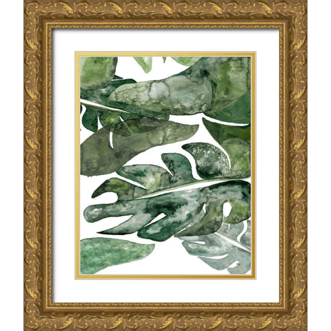 Green Plant Party II Gold Ornate Wood Framed Art Print with Double Matting by Papa, Kat