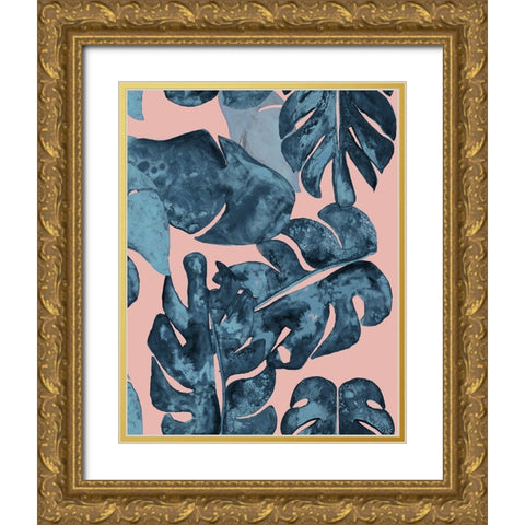 Palm Party II Gold Ornate Wood Framed Art Print with Double Matting by James, Nola