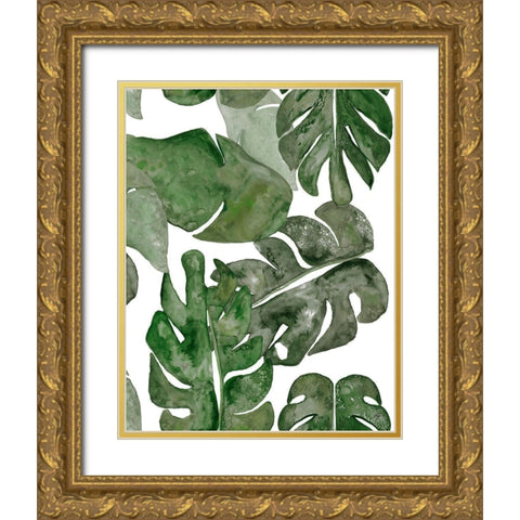 Green Plant Party III Gold Ornate Wood Framed Art Print with Double Matting by Papa, Kat