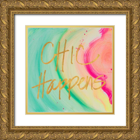 Chic Glitter I Gold Ornate Wood Framed Art Print with Double Matting by James, Nola