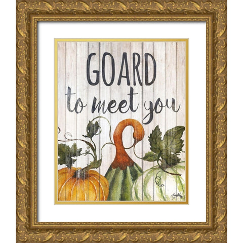 Hello Autumn Gourds II Gold Ornate Wood Framed Art Print with Double Matting by Medley, Elizabeth