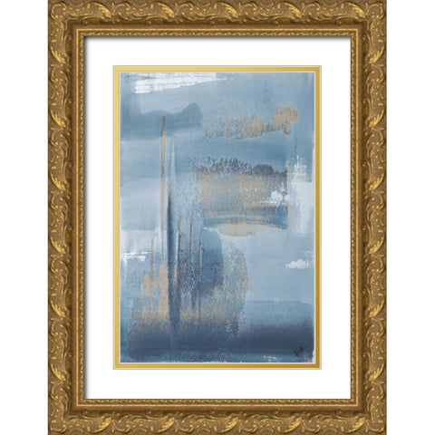 Water Blue Vertical Gold Ornate Wood Framed Art Print with Double Matting by Pinto, Patricia