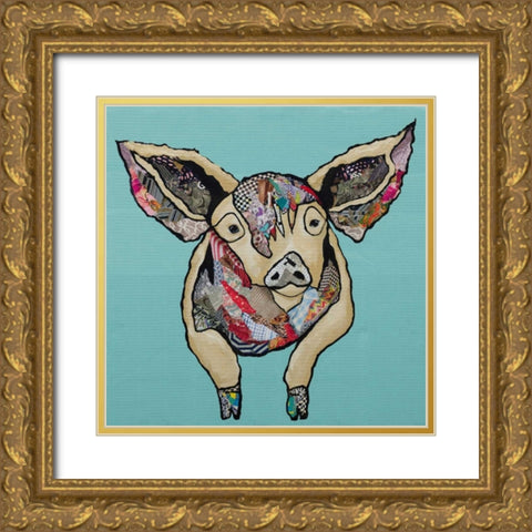 Farm Collage on Teal I Gold Ornate Wood Framed Art Print with Double Matting by Ritter, Gina