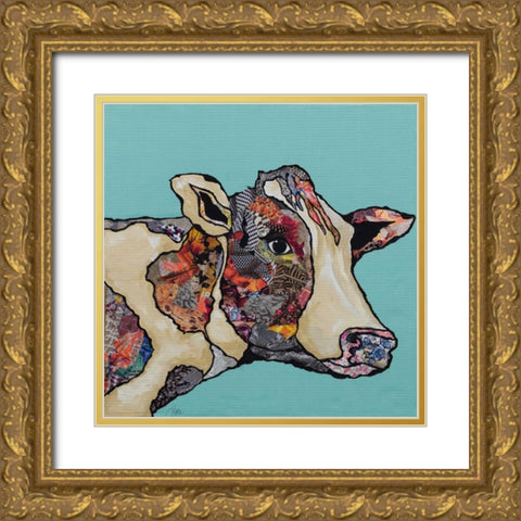 Farm Collage on Teal II Gold Ornate Wood Framed Art Print with Double Matting by Ritter, Gina