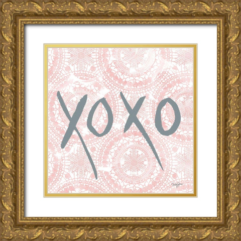 Boho XOXO Gold Ornate Wood Framed Art Print with Double Matting by James, Nola
