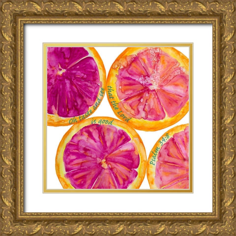 Oh Taste and See Gold Ornate Wood Framed Art Print with Double Matting by Papa, Kat