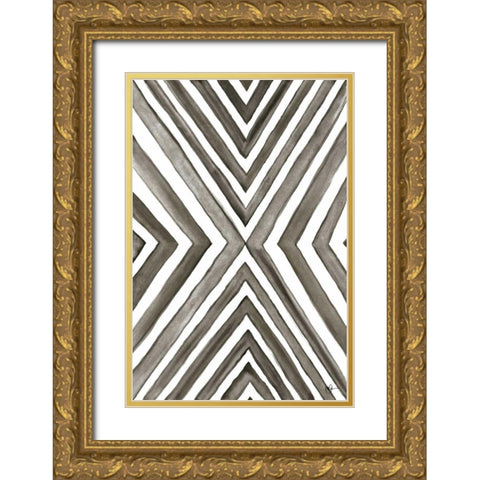 Angled Black and White Gold Ornate Wood Framed Art Print with Double Matting by Papa, Kat