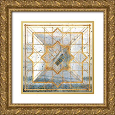 Deco Square I Gold Ornate Wood Framed Art Print with Double Matting by Papa, Kat