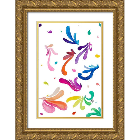Color Party II Gold Ornate Wood Framed Art Print with Double Matting by Papa, Kat
